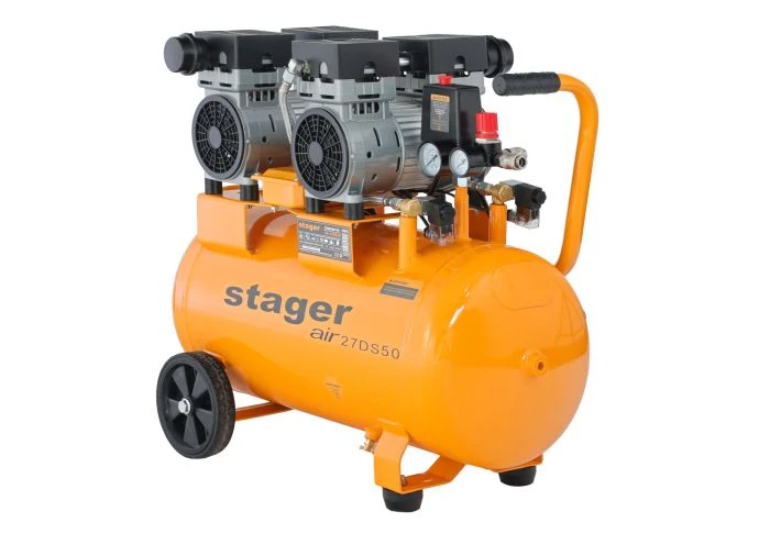 Compresor aer monofazat Stager Air 27DS50, 50 L, 8 bar, 270 L/min, angrenare directă, silențios