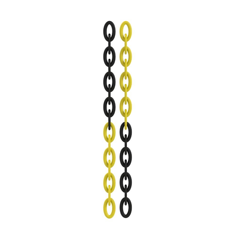 Lant din plastic rola, galben + negru, 6mm x 25m