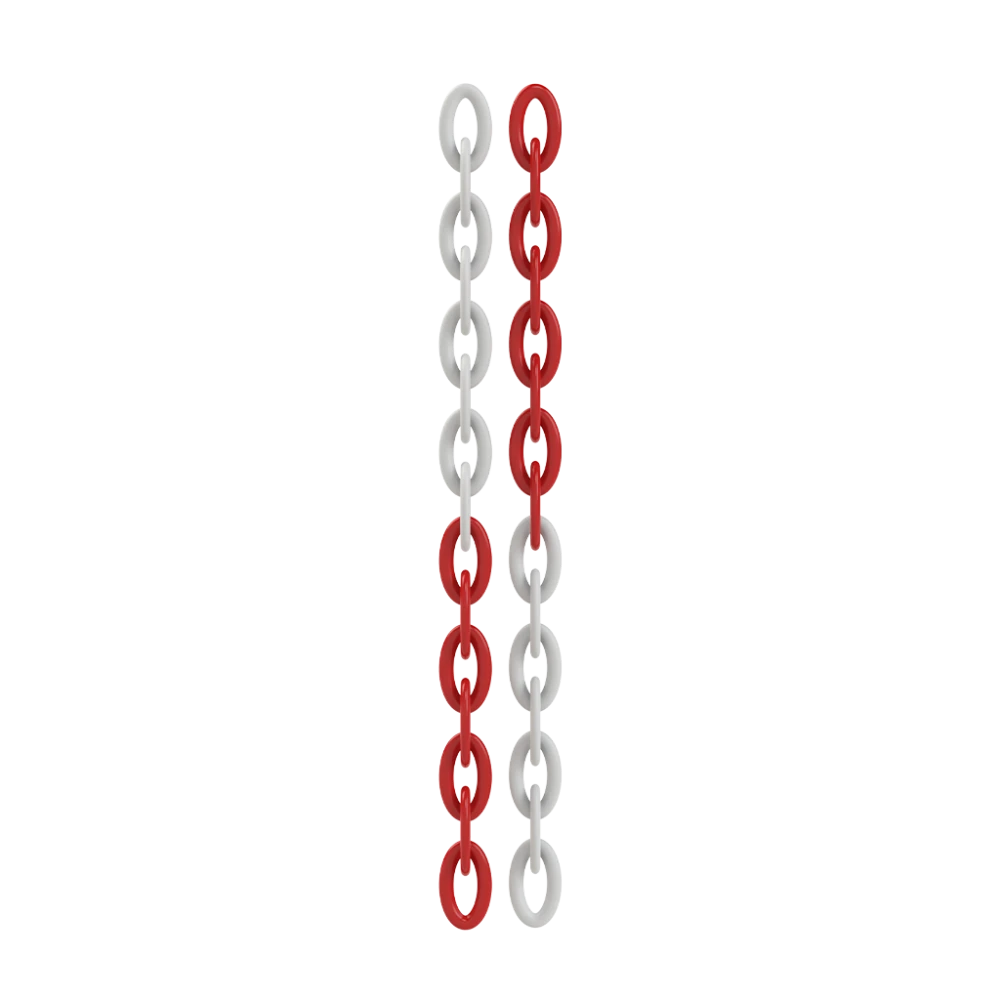 Lant din plastic rola, rosu + alb, 6mm x 25m