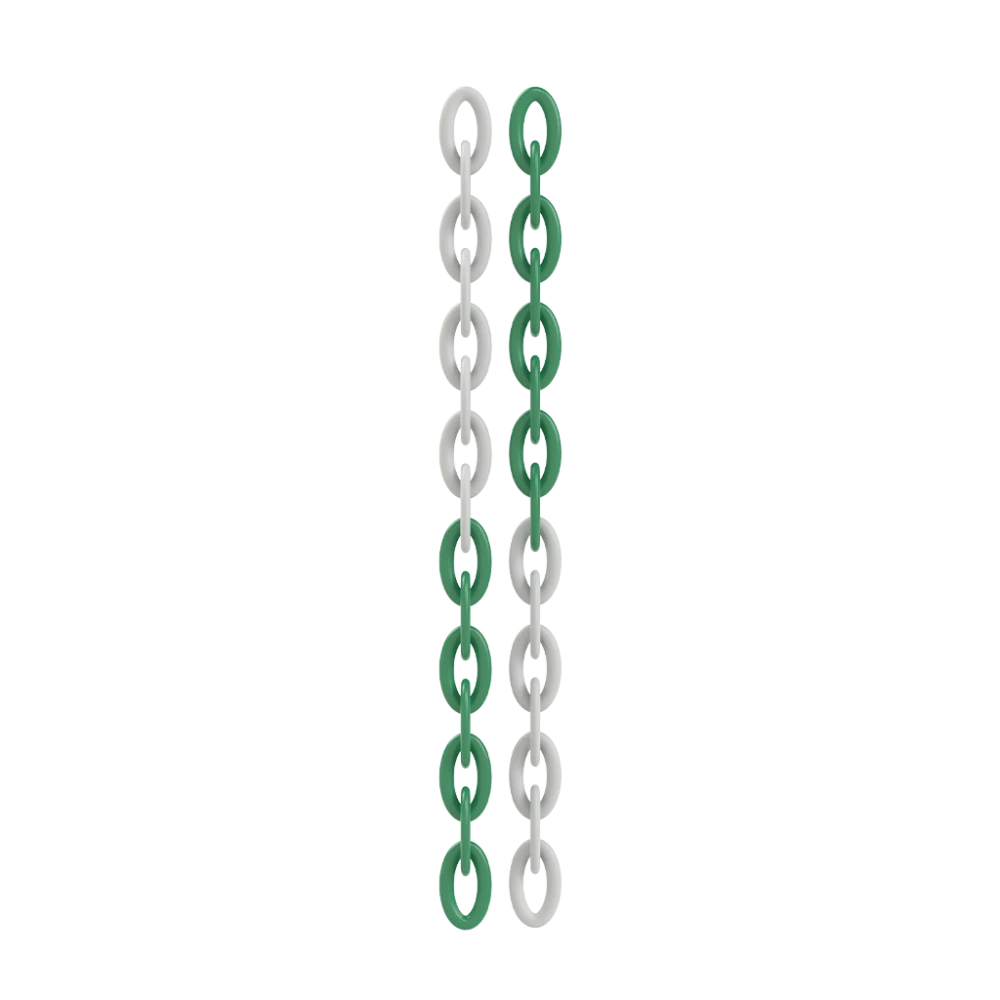Lant din plastic rola, verde + alb, 6mm x 25m